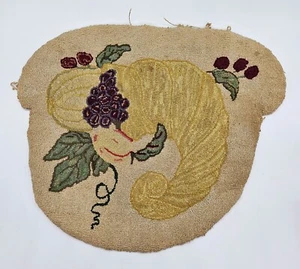 Stuhl Sitzauflage Haken Teppich Pearl McGowan Design #181 Füllhorn Obst Antik - Bild 1 von 21