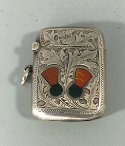 Edwardian Scottish Agate Silver Vesta Case WHL Birmingham 1910 AZX - Picture 1 of 3