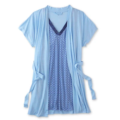 Conjunto de pijama + camisón de bata + camisón para mujer talla pequeña y mediana Azul 4/6/8/10 Rosa K NUEVO Foto 1 de 2