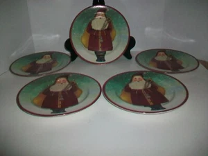 5 Santa cookie plate Block FATHER CHRISTMAS Salad Desert Plate 8 1/8" Santa - Picture 1 of 4