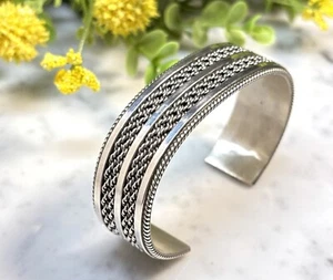 Tahe Navajo .925 Sterling Silver 18mm Twisted Rope Cuff Bracelet 6.75” Long 43g - Picture 1 of 12