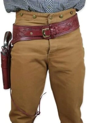 Western Gun Holster Belt Tooled Leather Cowboy Style .22 .35/357  .44/45 Caliber - Image 1 of 4