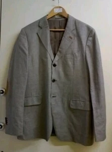 Massimo Dutti - Cotton Linen Check Blazer- Beige/Brown - UK 40 - Summer Weight - Picture 1 of 6
