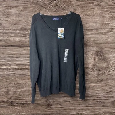 Suéter de algodón tejido Jack Nicklaus para hombre 3XL negro con cuello en V Foto 1 de 4