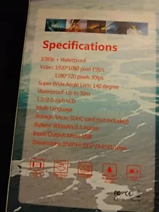 cSports Cam 1080P Full HD 2 Inch Screen Waterproof 30M Action Camera BRAND NEW!! - Picture 1 of 3