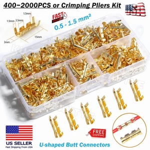 400~2000Pcs Docking Terminals Double U Type Block Crimp Connector Tab 0.5-1.5mm² - Picture 1 of 33