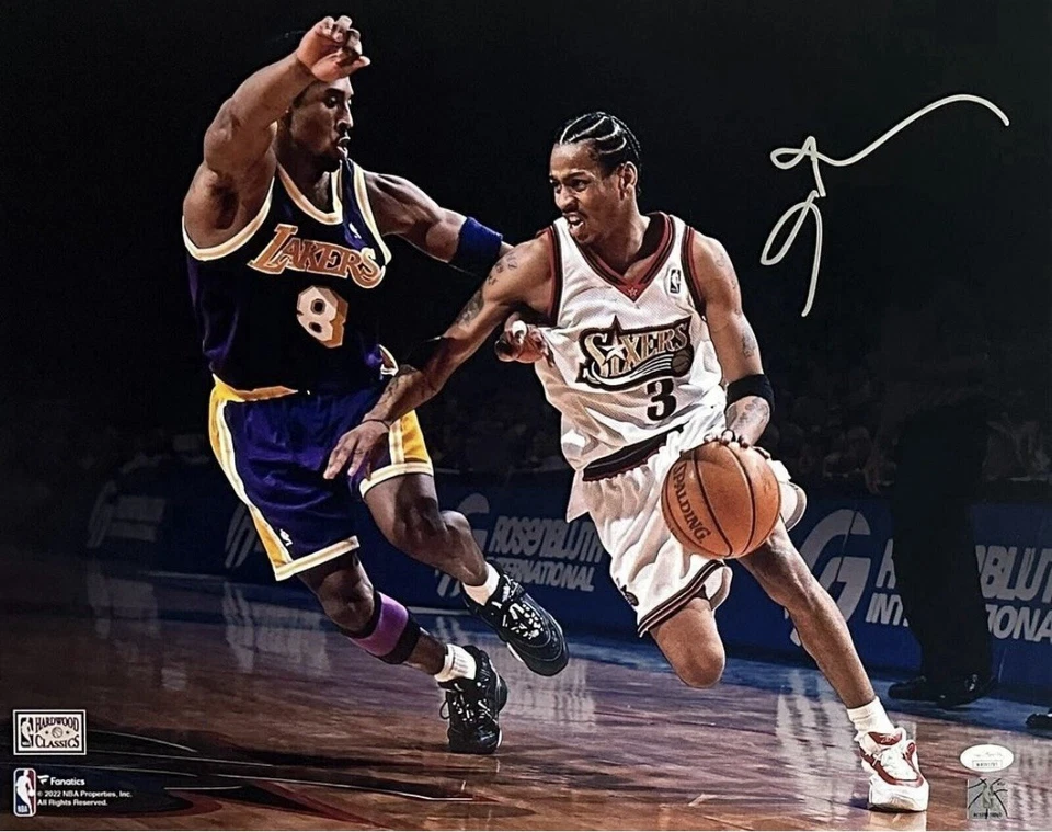 PHILADELPHIA 76ERS ALLEN IVERSON SIGNED AUTO 16x20 PHOTO WITH KOBE JSA WITNESS!! - Image 1 of 1