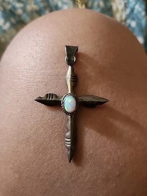 Sterling Silver Opal Cross Necklace - Image 1 of 3