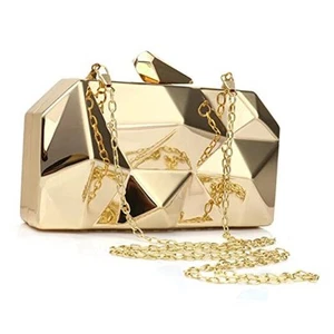 Ladies Vintage Clutch Purse Cocktail Wedding Party Evening Clutch Bag Gold - Picture 1 of 7