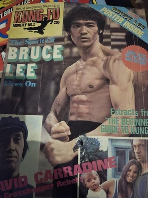 Bruce Lee poster magazines kung fu monthly no 2 giant 2x3ft k.o.k fu poster 70s - Image 1 of 4