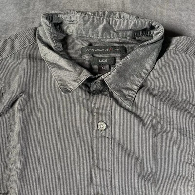Camisa John Varvatos Para Hombre Mediana Gris Oscuro Rayas Informal Manga Larga Clara Foto 1 de 4