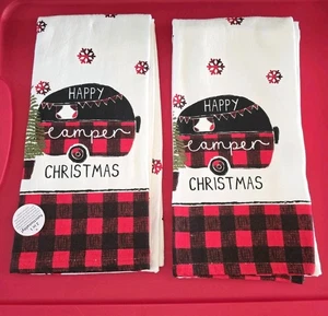 2 Kay Dee Designs Mehrzweck Küchentücher Happy Camper Weihnachten rot kariert - Bild 1 von 8
