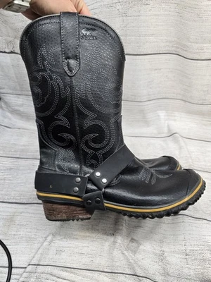 Botas de Vaquero Sorel SlimWestern Impermeables para Mujer Talla 9 Pilsner Cuero Negro Foto 1 de 4