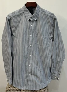 EDDIE BAUER Men's Shirt Wrinkle Free Button Up Long Sleeve Gray Striped Medium - Picture 1 of 7