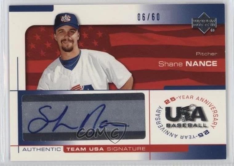 2004 USA Baseball 25-Year Anniversary Signatures Blue Ink /60 Shane Nance Auto - Image 1 of 2