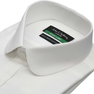 Herren 1930er Edwardian Penny Rund Club Kragen weiß Struktur Bräutigam Hochzeit Hemd - Bild 1 von 7