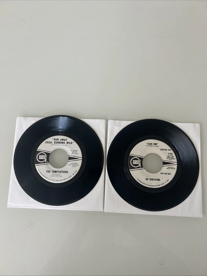 Lot (2)TEMPTATIONS Run Away Child Running Wild/Cloud Nine 45's WHITE LABEL PROMO - Image 1 of 4