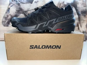 Salomon Speedcross 6 Hombres 11 Negro/Negro/Fantasma Atlético Senderismo Speedlace Nuevo en Caja - Imagen 1 de 8