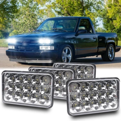 4Pcs 4X6" LED HEADLIGHTS Hi/Lo for Chevrolet C1500/C2500/C3500 1988-1989 - Image 1 of 4