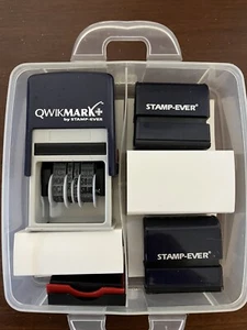 QwikMark+ By Stamp-Ever Stamp Set of 3 Adjustable Date, Paid, Deposit - Picture 1 of 8