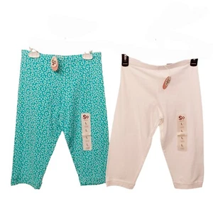 2x SO Cropped Leggings 14 Girls White Blue Print Pajama Bottoms - Picture 1 of 5