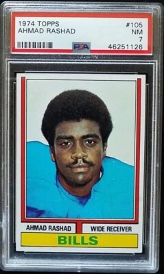 Ahmad Rashad 1974 Topps RC PSA 7 NM Rookie Card Centered Beauty #105 - Image 1 of 2