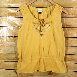 Women's Size M Sonoma Life Style Light Cotton Tie Neck Peplum Tank Top w/ Cami - Picture 1 of 9