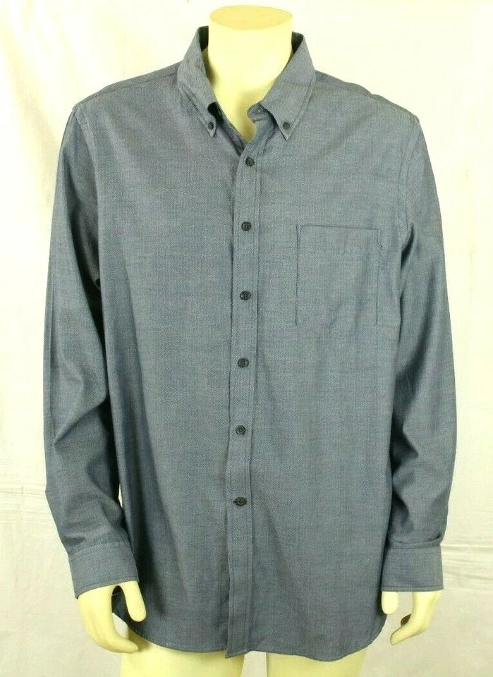 Club Room Men's Blue Slim Fit Herringbone Dress Shirt Size 2XL Retail $49 - Image 1 of 4