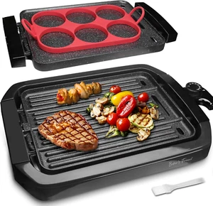Plancha y parrilla de interior, plancha eléctrica 2 en 1 para interior - Imagen 1 de 12