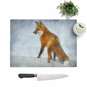 Red Fox In Winter Vol.1 Chopping Board Glass Textured Cutting Worktop Kitchen - Picture 1 of 5