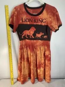 Disney Lion King Tie-Dye Her Universe Women Small Orange Ringer T-Shirt Dress - Picture 1 of 6
