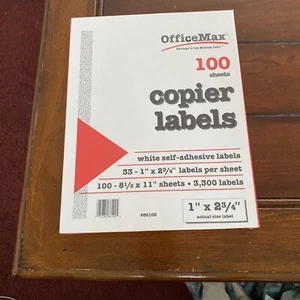 Office Max Copier Labels 100 Sheets - Picture 1 of 1
