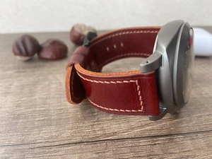 Soft Brown Genuine Leather Handmade Watch Strap/ Watch Band 22mm 24mm 26mm - Picture 1 of 12