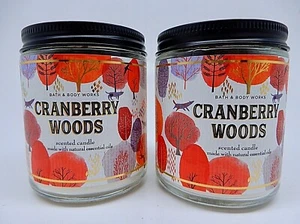 2 BATH & BODY WORKS CRANBERRY WOODS 1 WICK SCENTED CANDLE 7 oz ESSENTIAL OILS - Picture 1 of 10