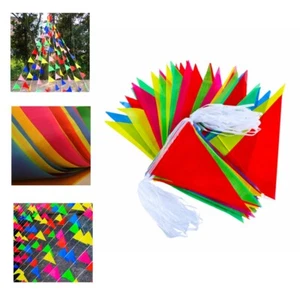 50M 100 Flags Multi Coloured Bunting Fabric Banner Pennant Party Indoor Outdoor - Picture 1 of 12