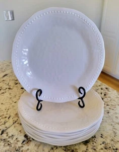 IL Mulino White Hobnail Melamine Dinner Plates x 8 - Picture 1 of 5