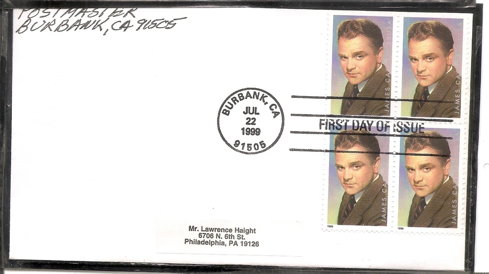 US SC # 3329 James Cagney FDC. No Cachet - Image 1 of 1