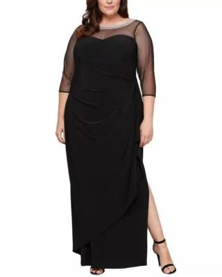 ALEX EVENINGS Plus Size 22W Jeweled Neck Illusion Gown NWT $219 - Image 1 of 4