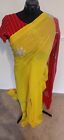 Red And Yellow Embroidered Indian Pakistan Bollywood Saree Sari Crystals Used