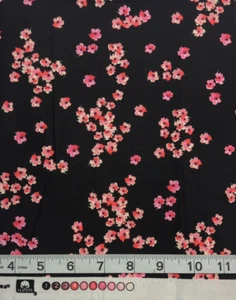 Cherry Blossoms On Black BTY Jo-Ann Cotton Sew Quilt Craft Fabric - Picture 1 of 3