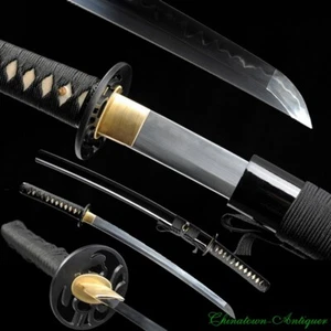 1095 Steel Blade Clay Tempered Wakizashi Japanese Short Sword Katana Sharp #1243 - Picture 1 of 23