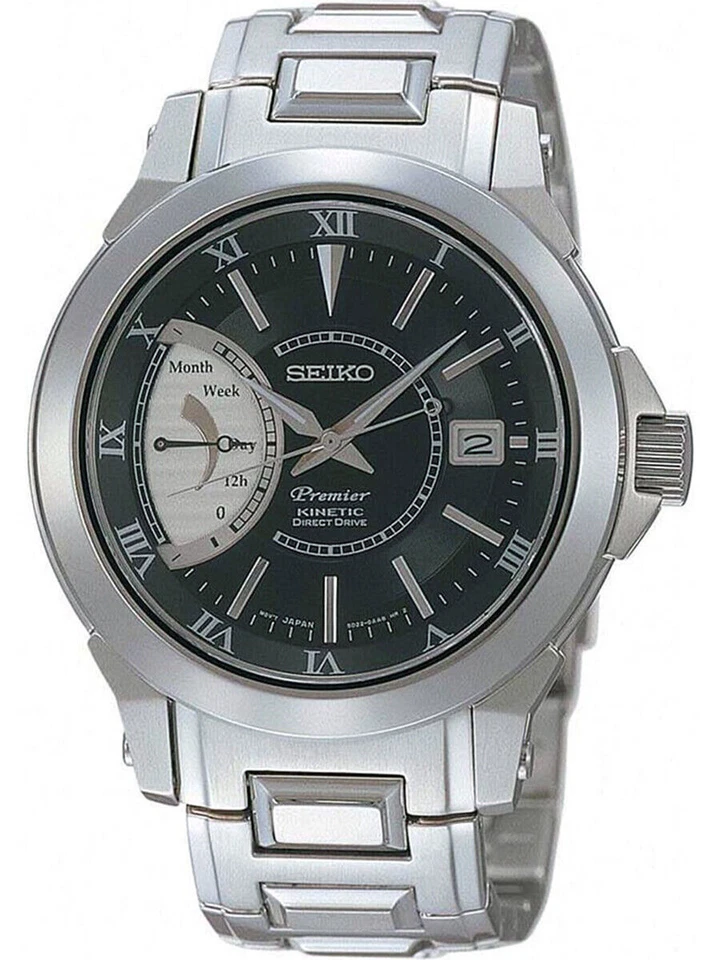 Seiko Premier Men's Black Watch - SRG-001