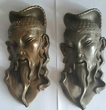 scultura cinese coppia di saggi in metallo collezione vintage oriente decorativa