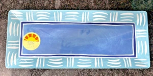 C & C Melamine Blue Geometric Rectangular Medium Tray NEW - Picture 1 of 2