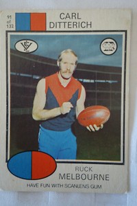 SCANLENS AFL VFL 1975 -CARL DITTERICH - MELBOURNE - 91/132  