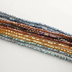 72-120 Glasperlen Bicone Glas Beads Glas Farbe Doppelkegel 4mm galvanisiert - Picture 1 of 12