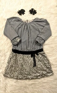 Isobella and Chloe Girls Silver & Gray Party Dress Size 7 - Picture 1 of 7