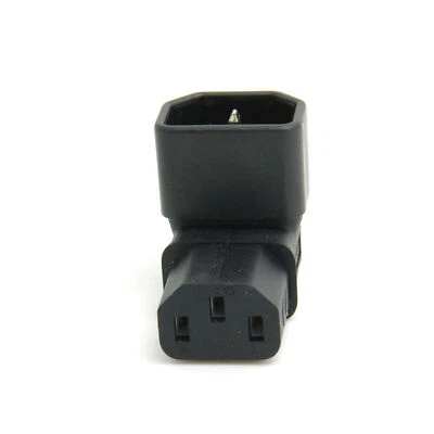 CY IEC Male C14 to 90 Degree Right Angled IEC Female C13 Power Extension Adapter - Image 1 of 4