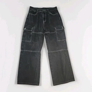 Jeans uomo skater larghi gamba dritta taglia 30x28 larghi Y2K grunge gotico - Foto 1 di 6
