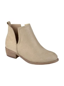 JOURNEE COLLECTION Womens Stone Beige Deep V Cutouts Slip On Booties 10 - Picture 1 of 11